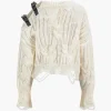 Knitted Cut Out Patchwork Belted Long-Sleeve Top>MICAS Discount