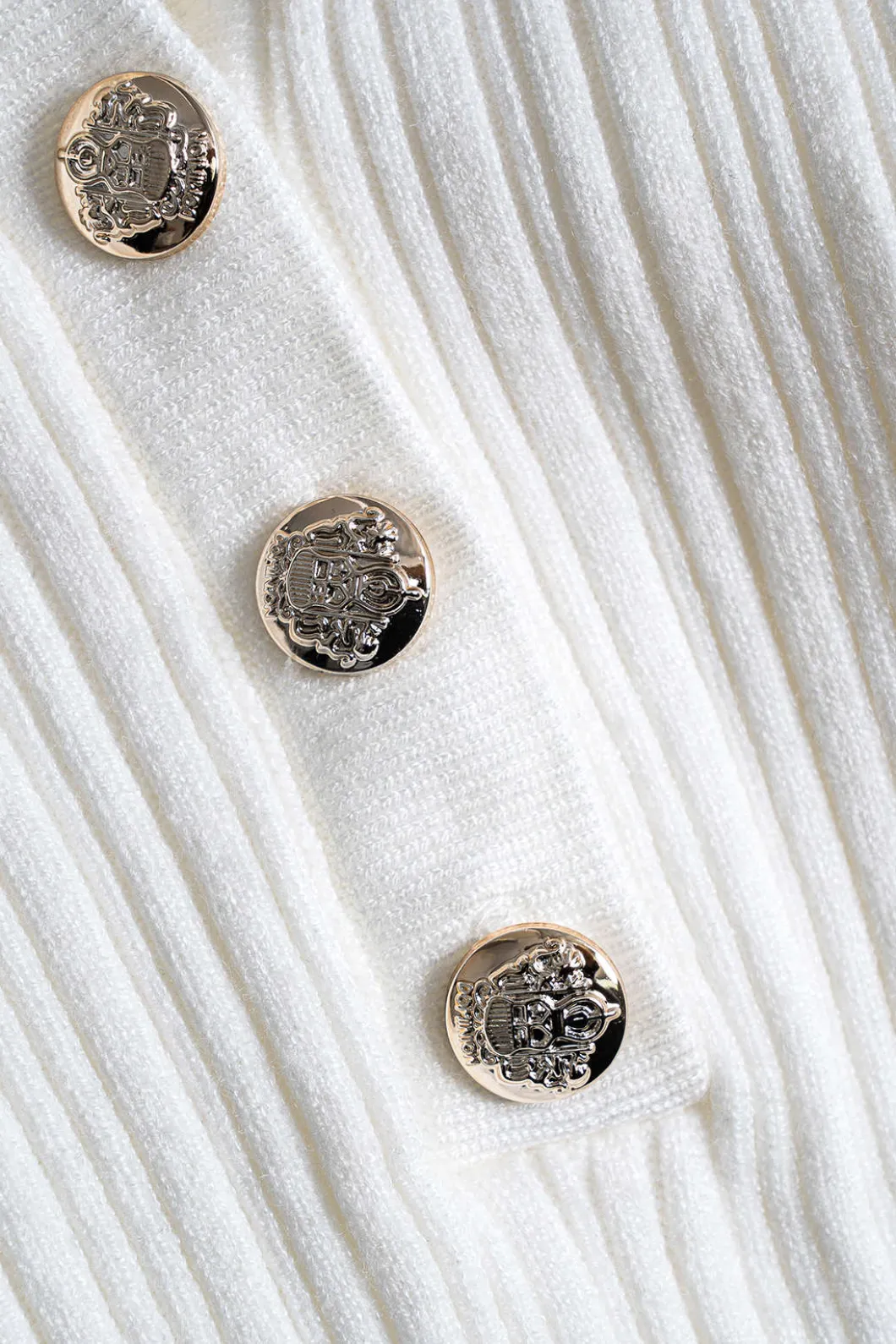 Knitted Metallic Button Ruffle Short Sleeve Dress>MICAS Best