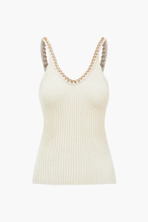 Knitted Metallic Chain Detail Tank Top>MICAS Online