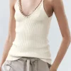 Knitted Metallic Chain Detail Tank Top>MICAS Online
