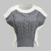 Knitted Patchwork Short-Sleeve Top>MICAS Online