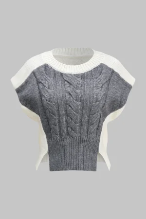 Knitted Patchwork Short-Sleeve Top>MICAS Online