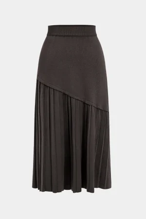 Knitted Pleated High Waist Skirt>MICAS New