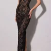 Lace Bustier Slit Slip Maxi Dress>MICAS Clearance