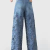 Lace Cut Out Patchwork Wide Leg Jeans>MICAS Online