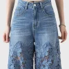 Lace Cut Out Patchwork Wide Leg Jeans>MICAS Online