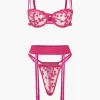 Lace Embroidery Bustier Belted Lingerie Garter Set>MICAS Fashion