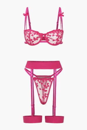 Lace Embroidery Bustier Belted Lingerie Garter Set>MICAS Fashion