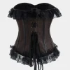 Lace Jacquard Metallic Button Strappy Corset Tube Top>MICAS Discount