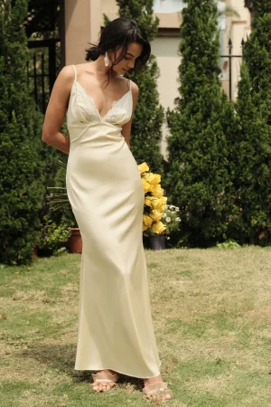 Lace Patchwork V-neck Slip Maxi Dress>MICAS Clearance