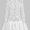 Lace Round Neck Bell Sleeve Mini Dress>MICAS Outlet
