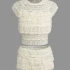 Lace Ruffle Crop Top And Skirt Set>MICAS Online