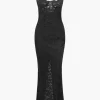 Lace Slip Slit Maxi Dress>MICAS Clearance