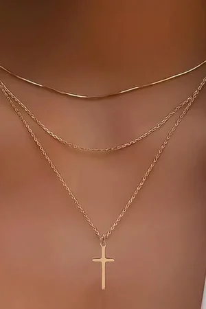 Layered Pendant Lock Chain Necklace>MICAS Hot