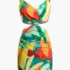 Leaf Print Cutout Mini Dress>MICAS Sale