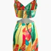 Leaf Print Cutout Mini Dress>MICAS Sale