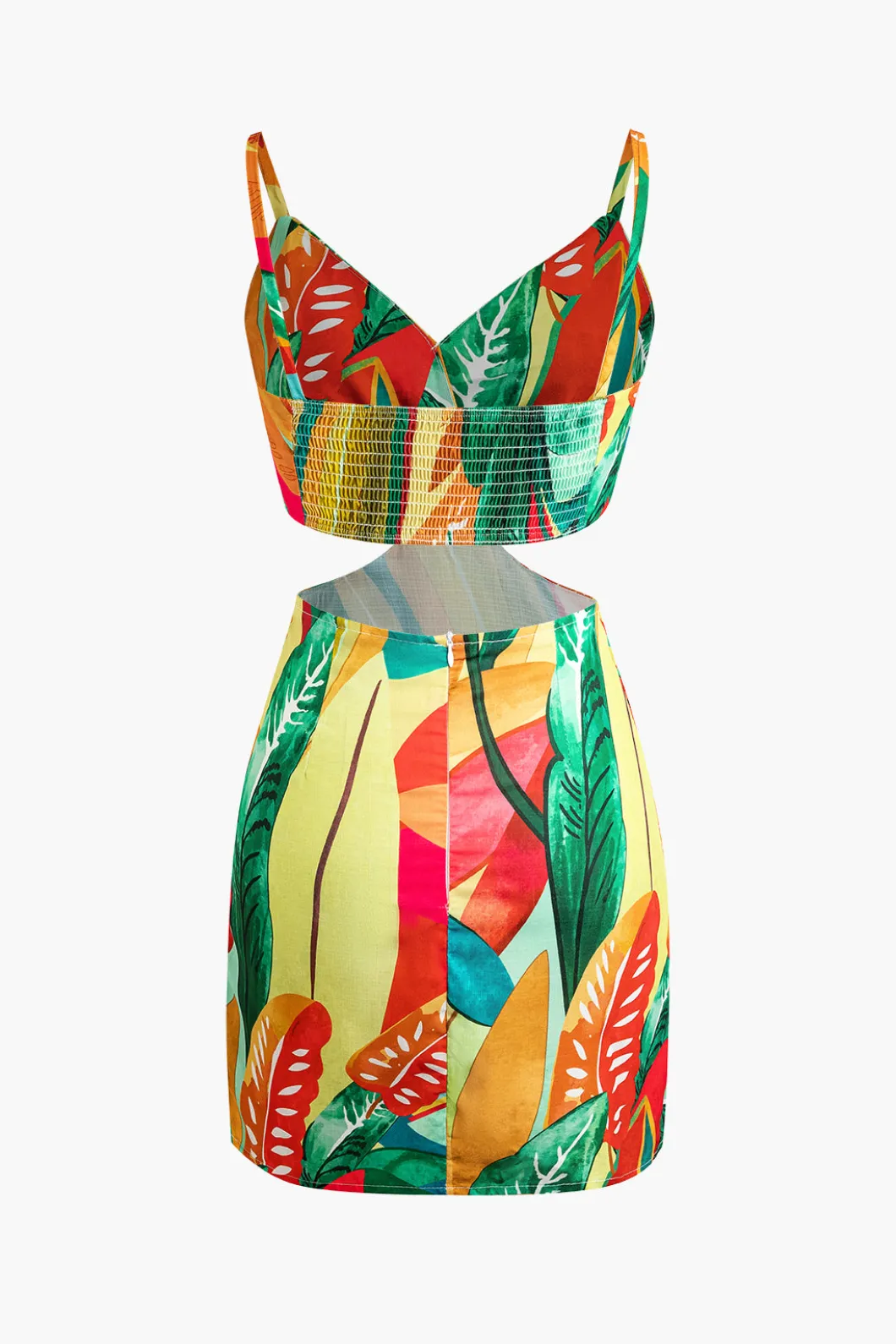 Leaf Print Cutout Mini Dress>MICAS Sale