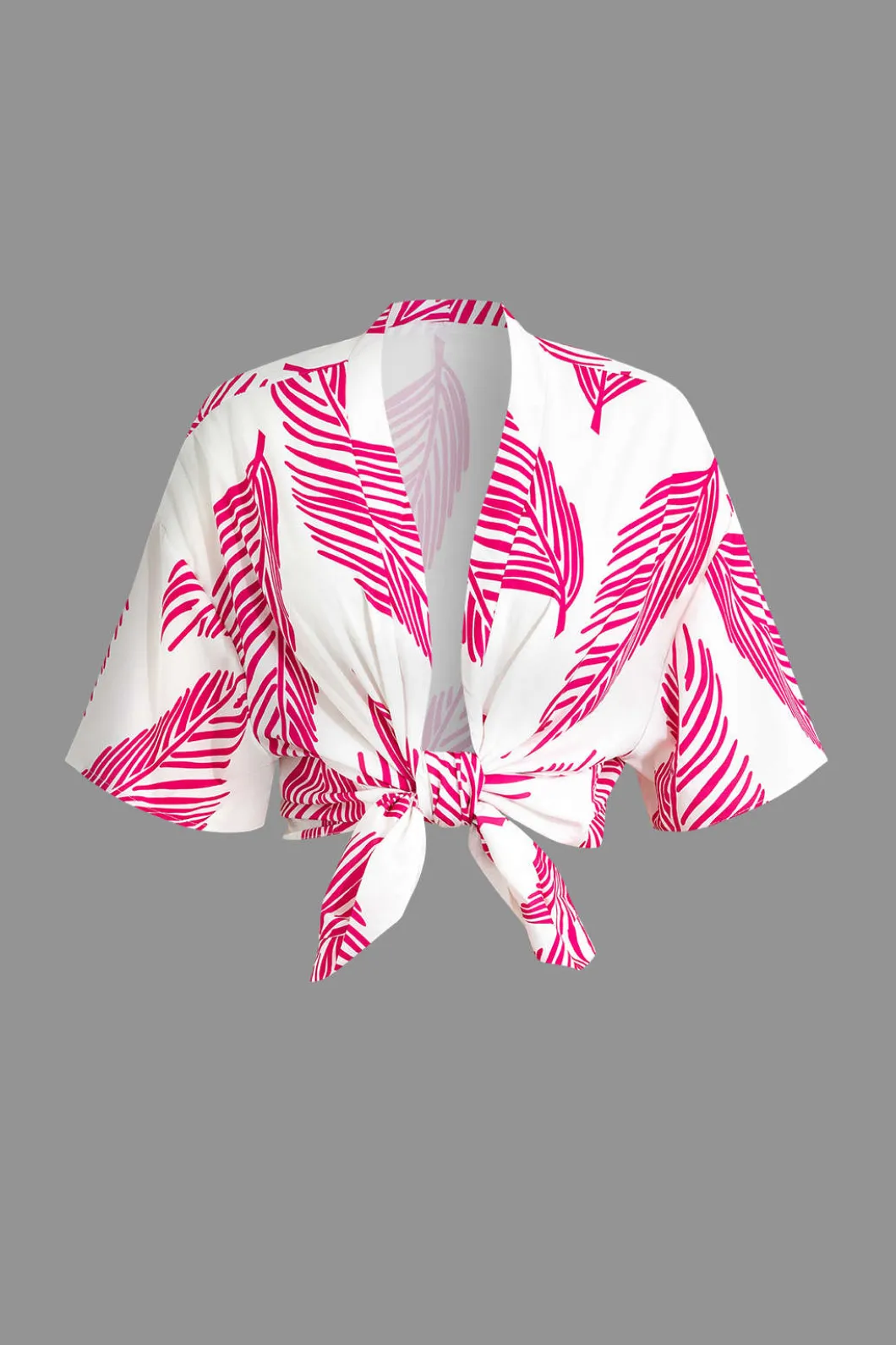 Leaf Print Drawstring Shorts Set>MICAS Discount