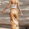 Leaves Print Knot Split Cover-Up Maxi Skirt>MICAS Sale