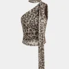 Leopard Print Asymmetrical Mesh Tank Top>MICAS Sale