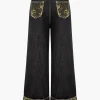 Leopard Print Denim Patchwork Straight Leg Jeans>MICAS Discount
