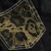 Leopard Print Denim Patchwork Straight Leg Jeans>MICAS Discount