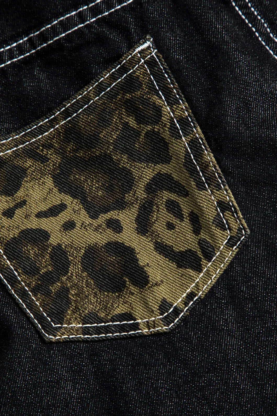 Leopard Print Denim Patchwork Straight Leg Jeans>MICAS Discount