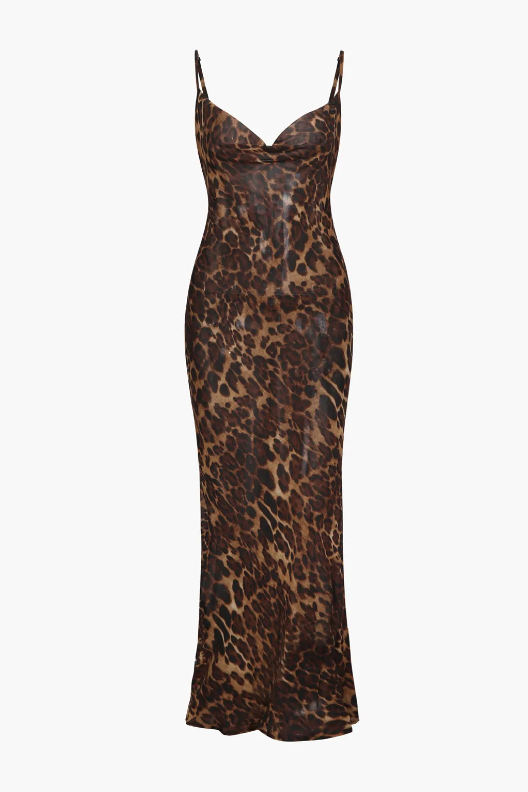 Leopard Print Draped Maxi Dress>MICAS Fashion