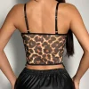 Leopard Print Lace-Up Bustier Top>MICAS Fashion