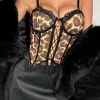 Leopard Print Lace-Up Bustier Top>MICAS Fashion