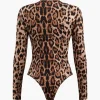Leopard Print Long Sleeve Bodysuit>MICAS New