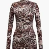 Leopard Print Long Sleeve Bodycon Romper>MICAS Discount