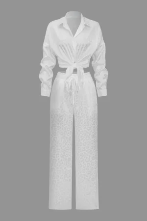 Leopard Print Loose Long Sleeve Trouser Set>MICAS Discount