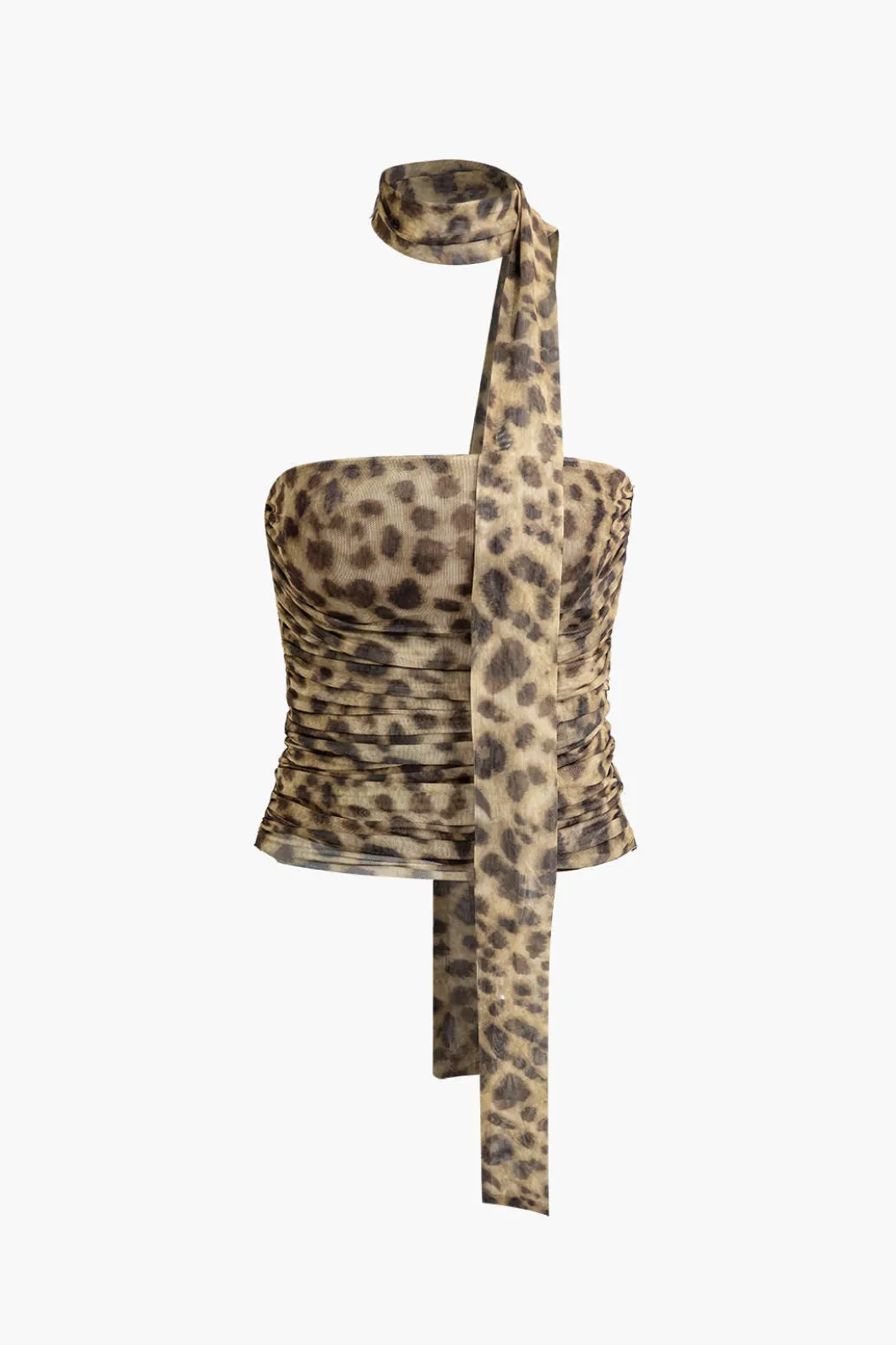 Leopard Print Mesh Halter Tube Top>MICAS Hot