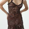 Leopard Print Scallop Edge Mini Dress>MICAS New