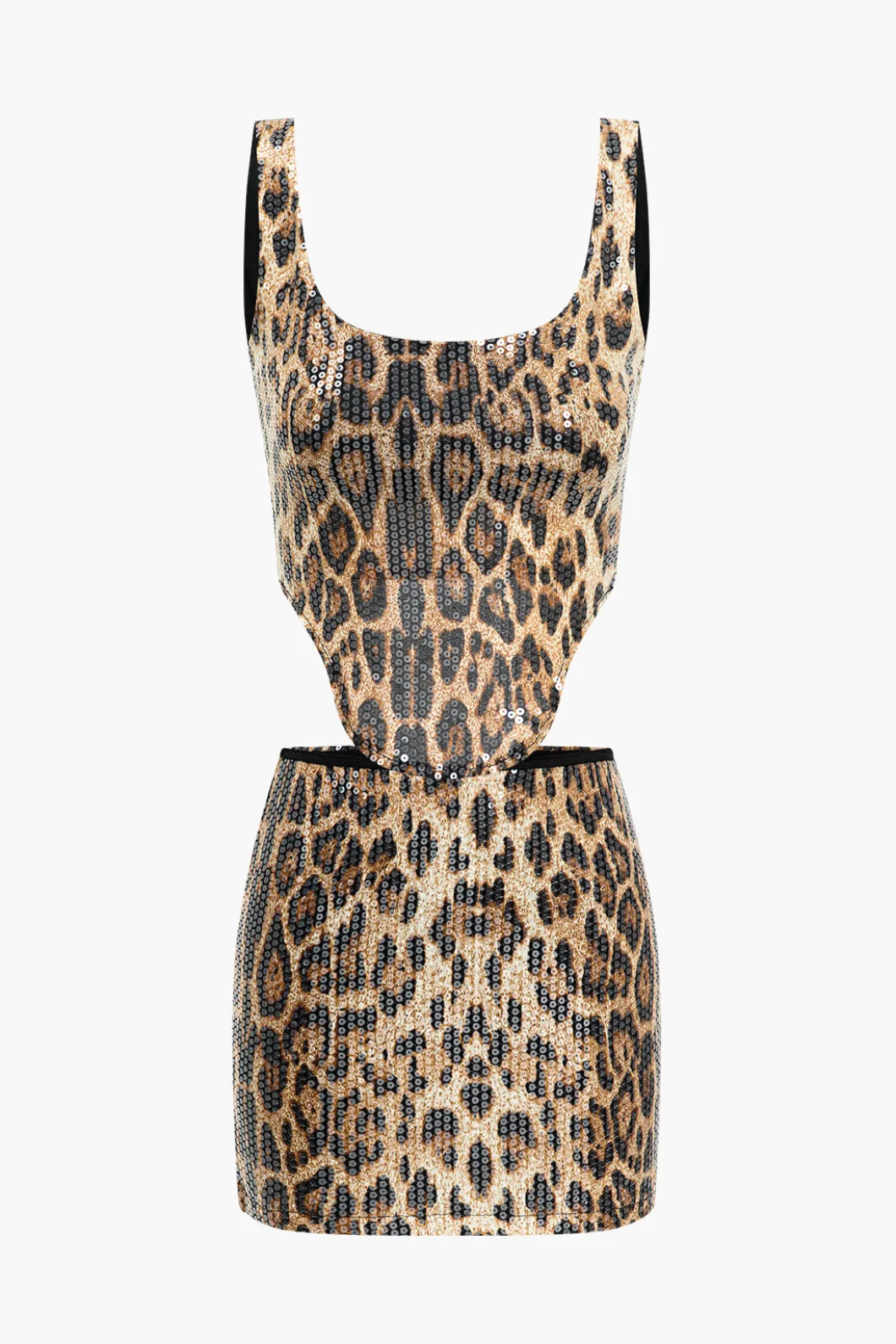 Leopard Print Sequin Low Neckline Skirt Set>MICAS Online