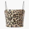 Leopard Print Sequin Shiny Cropped Cami Top>MICAS Fashion