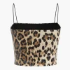 Leopard Print Sequin Shiny Cropped Cami Top>MICAS Fashion