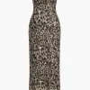 Leopard Print Slit Strapless Midi Dress>MICAS Hot