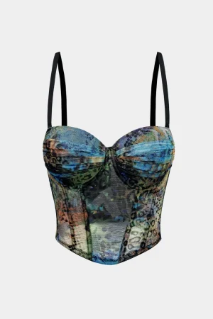 Leopard Snake Skin Print Mesh Slip Cami Top>MICAS Outlet