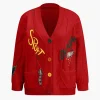 Letter Embroidery Sweater Cardigan>MICAS Fashion