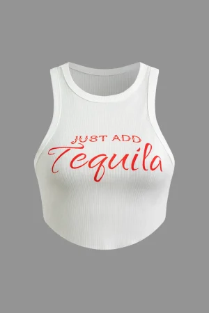 Letter Print Crop Tank Top>MICAS Discount