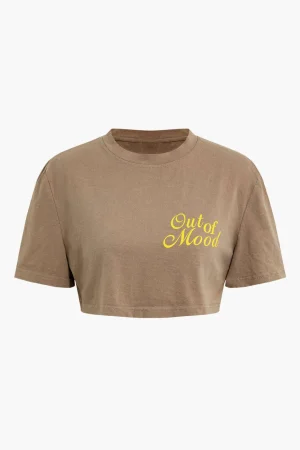 Letter Print Crop T-Shirt>MICAS Sale