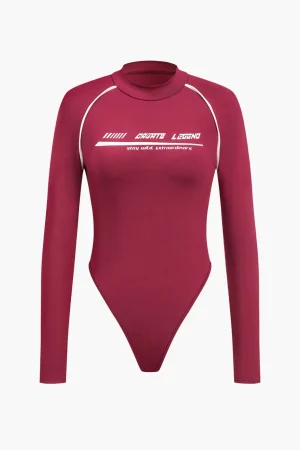 Letter Print Long Sleeve Bodysuit>MICAS Online