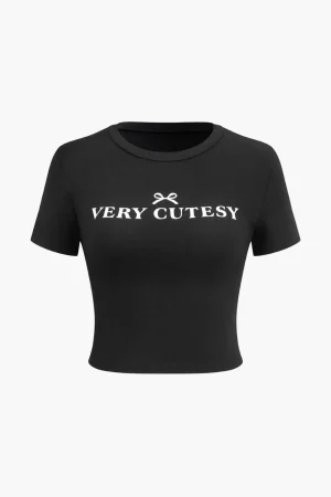 Letter Print Short Sleeve Round Neck T-Shirt>MICAS Sale