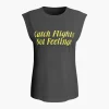 Letter Print Sleeveless T-shirt>MICAS Discount