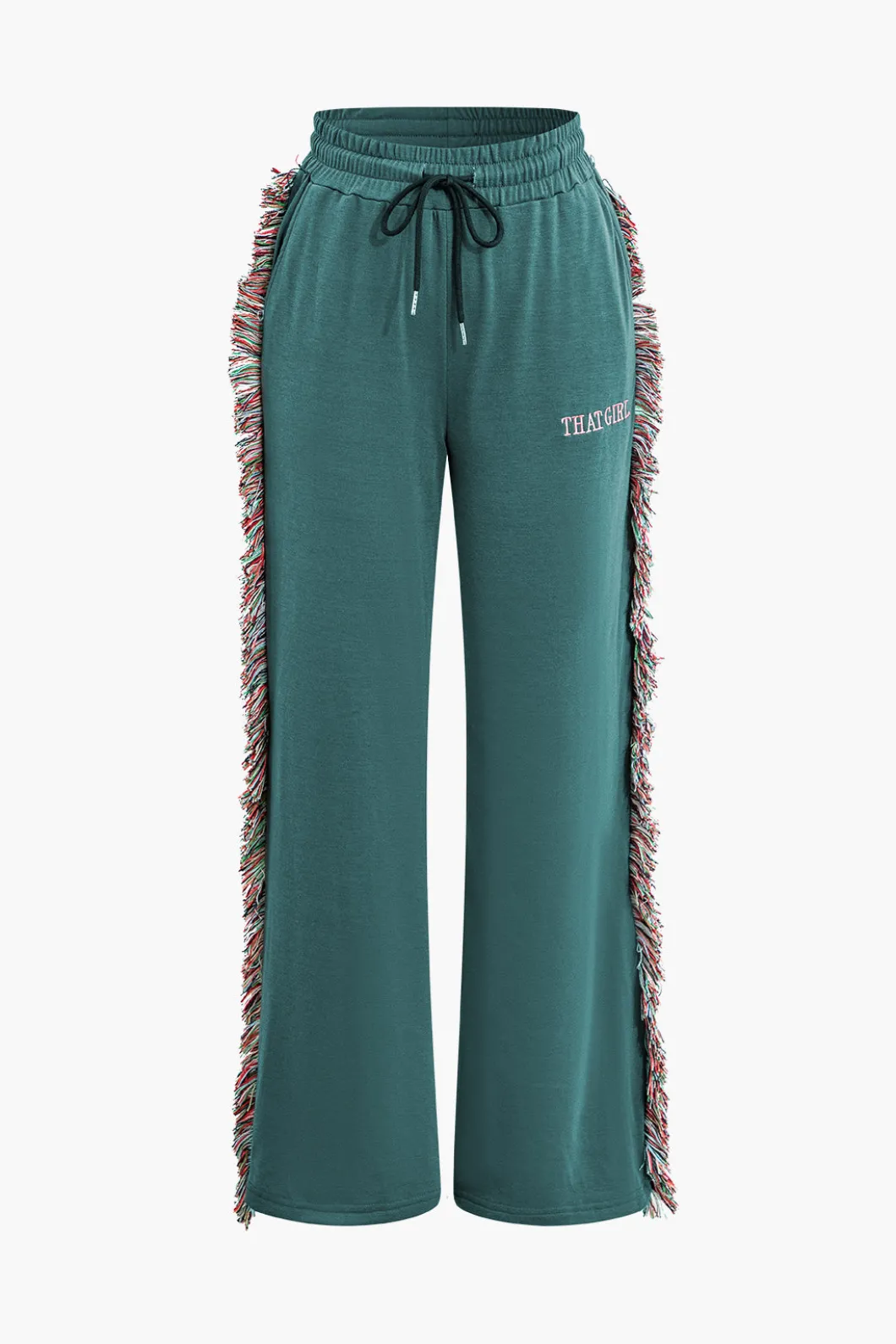 Letter Print T-shirt And Tassel Drawstring Pants Set>MICAS Discount