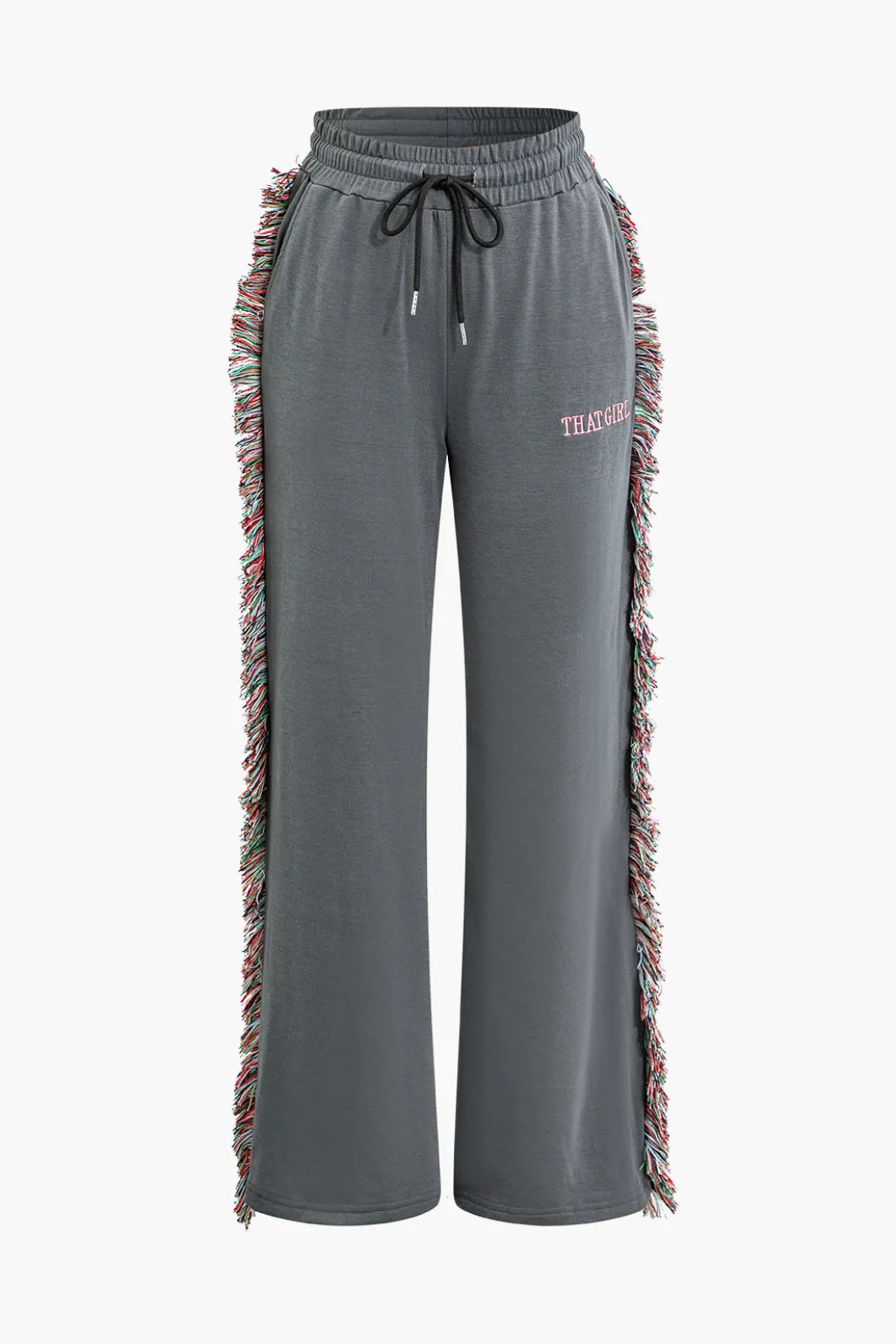 Letter Print T-shirt And Tassel Drawstring Pants Set>MICAS Discount
