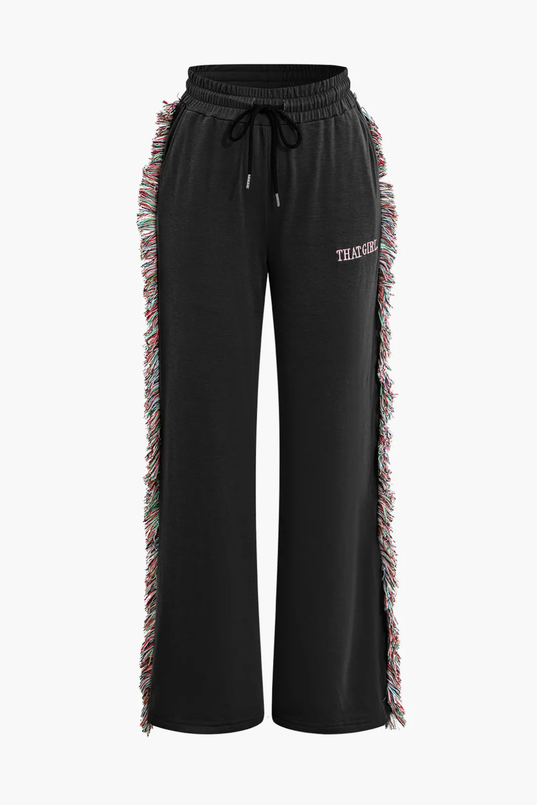 Letter Print T-shirt And Tassel Drawstring Pants Set>MICAS Discount