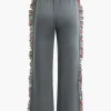 Letter Print T-shirt And Tassel Drawstring Pants Set>MICAS Discount